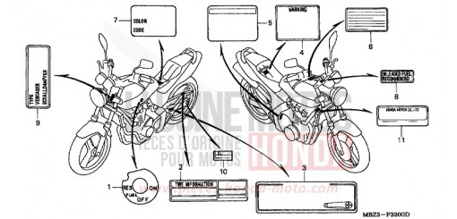 ETIQUETTE DE PRECAUTIONS (1) CB600FY de 2000